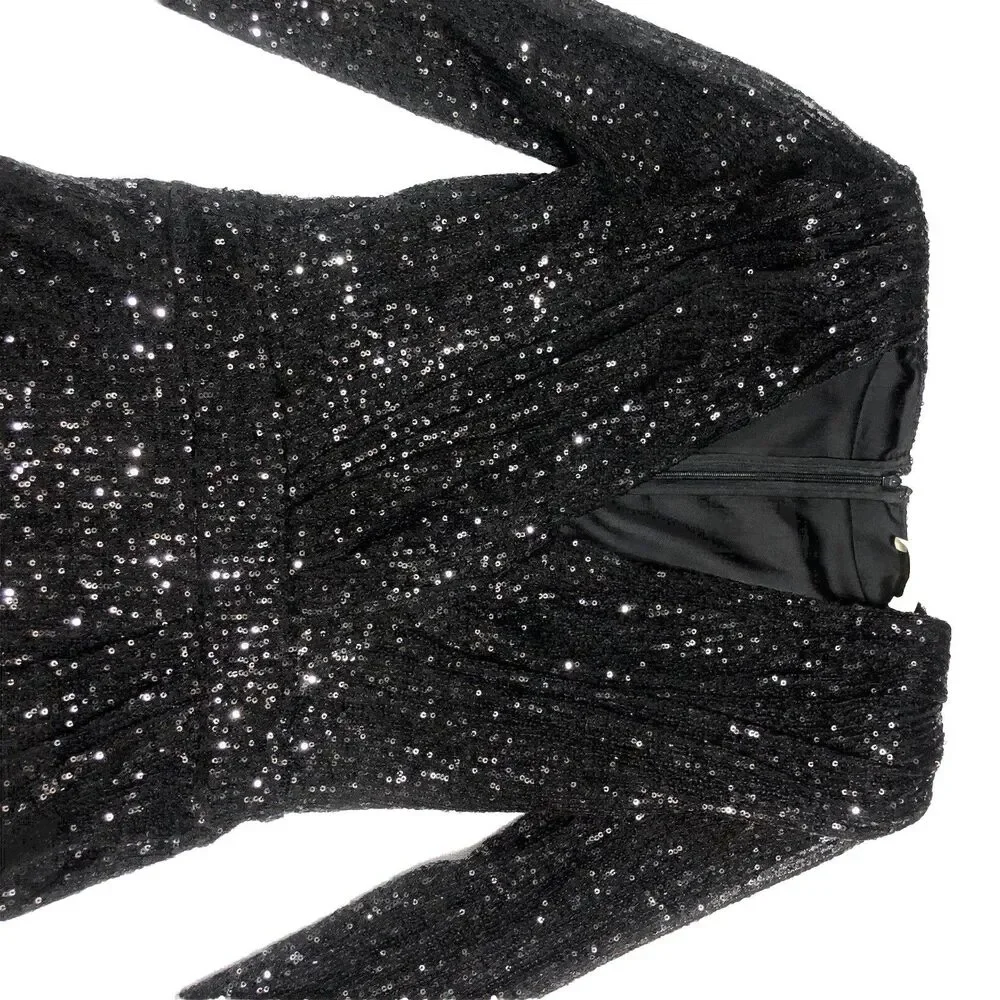 Ramy Brook Sequin Mini Dress Women 6 Becky Faux Wrap Deep-V Cocktail  Party - Picture 15 of 16